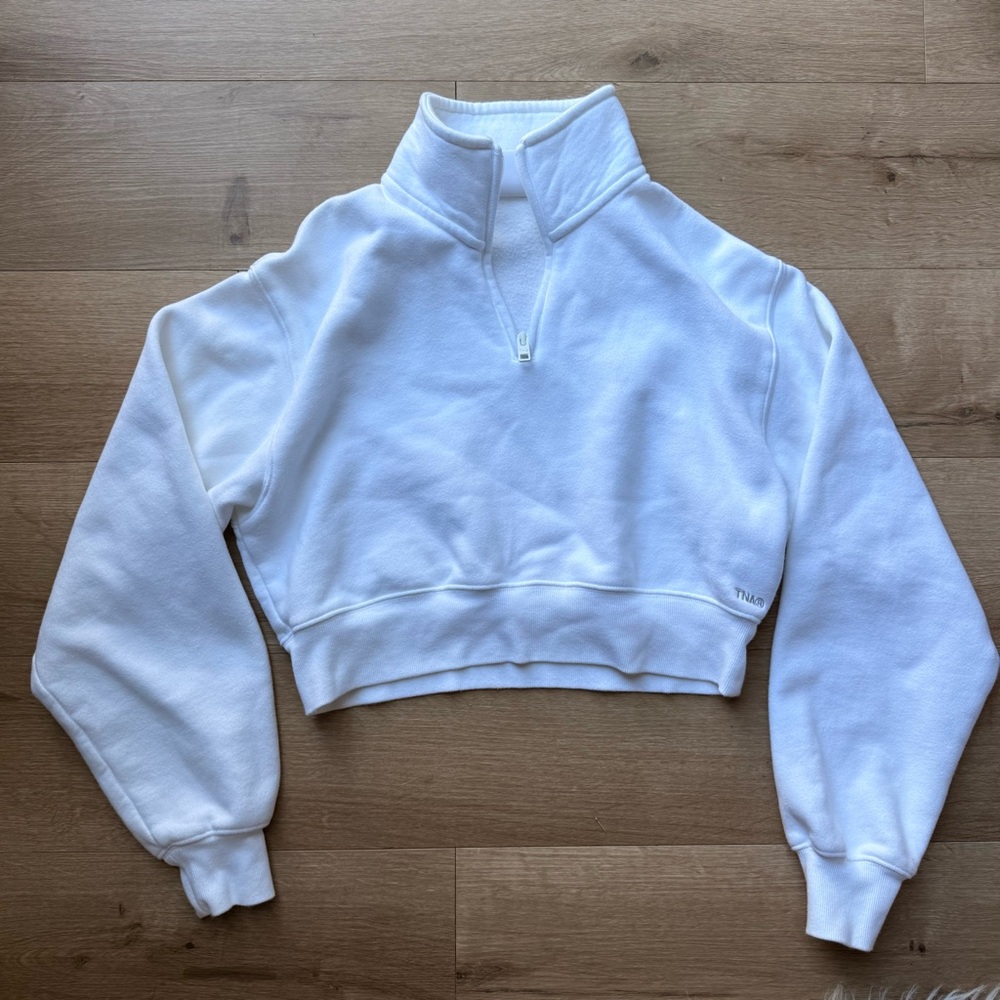 Aritzia TNA Sweatfleece Cozy Fleece Perfect Fit 1/4 Zip Sweatshirt Size XS